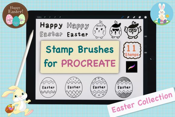 Evaluating the Procreate Stamp Brushes - Happy Easter Collection for Digital Artists